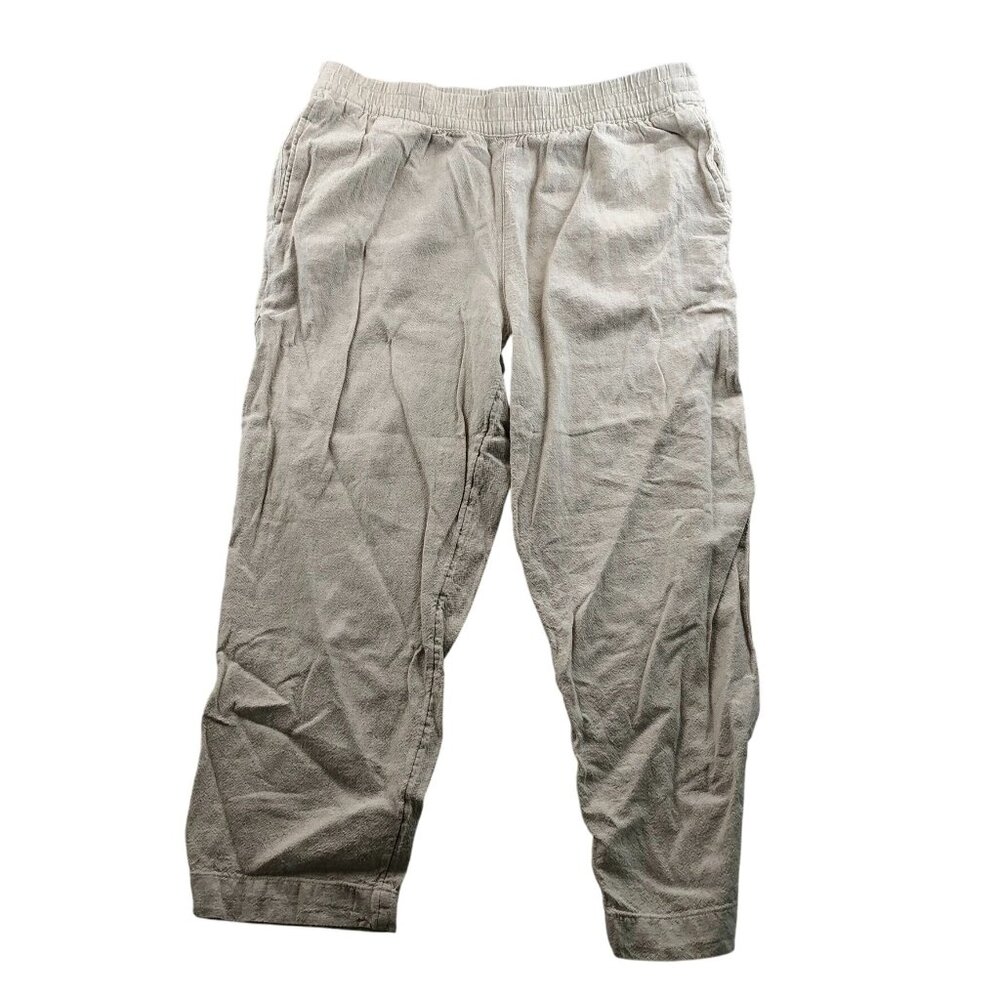 Old Navy Women's Linen Blend Pants Large High-Rise Straight Leg Pull On